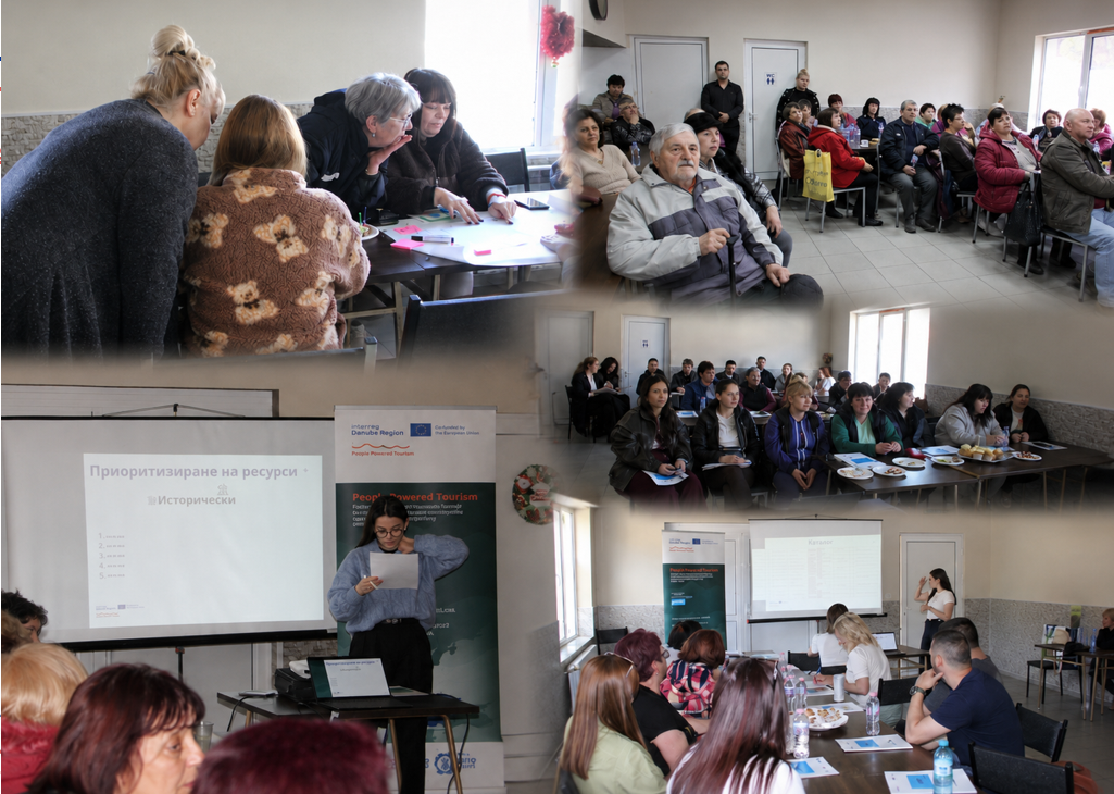 A montage of Zgorigrad residents, community organisations and project representatives meeting, mapping resources and discussing the rural visitor route.