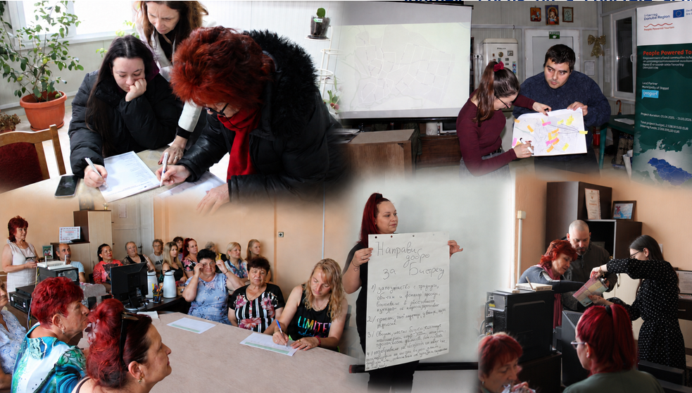 A montage showing Bistrets residents, project representatives and community groups discussing and mapping the visitor route together.